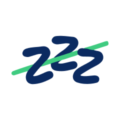 Sleep icon with crossed out Zs representing effective noise cancellation for snoring partners.